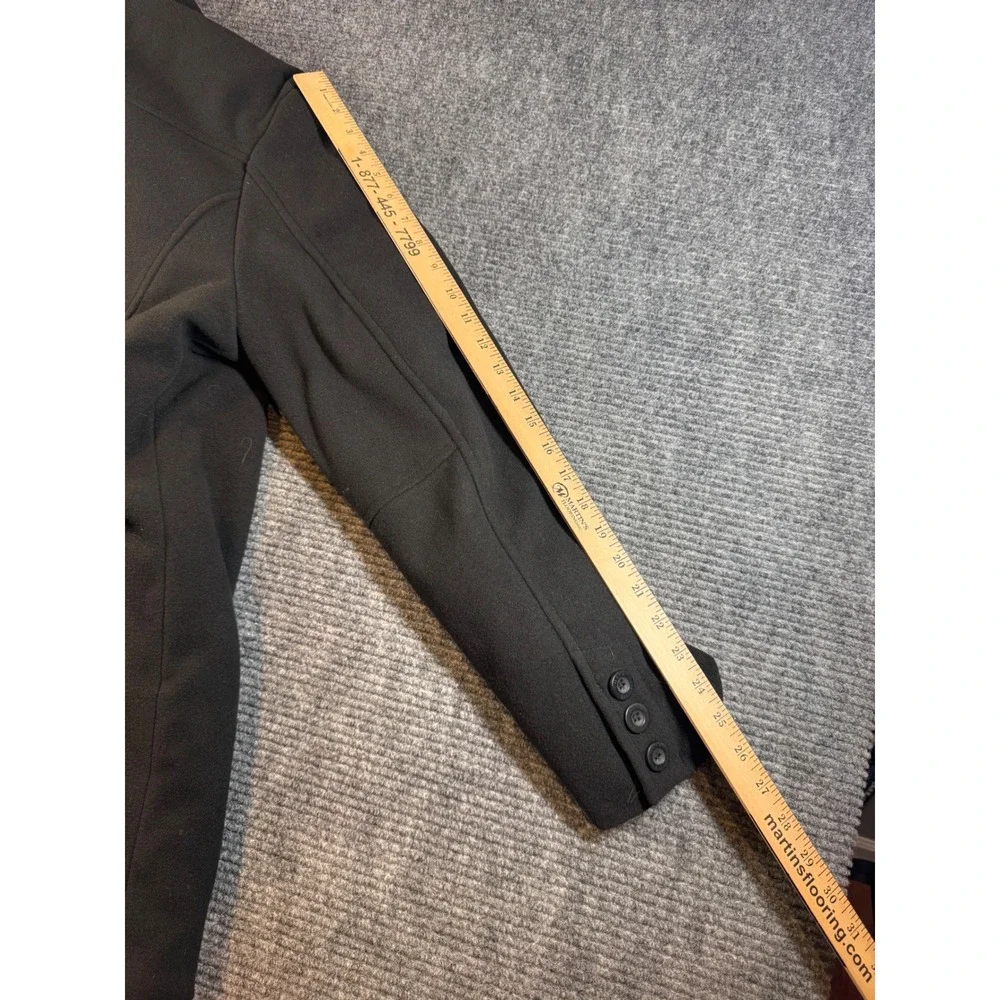 Chaps Mens Black Wool Blend‎ Walking Coat Jacket L/G Button Front Zip Up